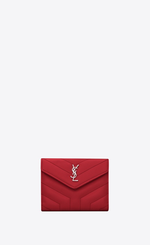 Loulou compact wallet in matelassé "y" leather